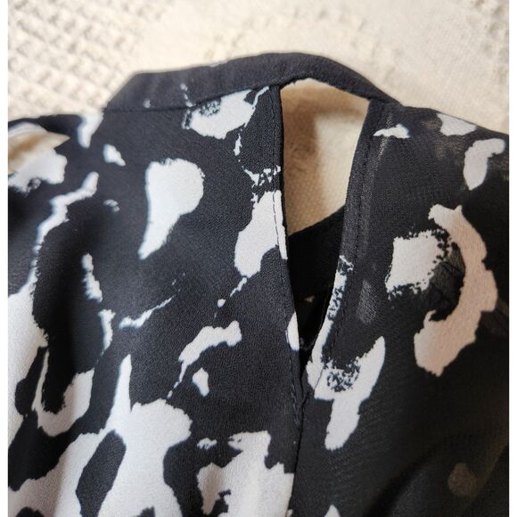 Laurie Felt Los Angeles Black White Abstract Leopard Print Tunic XS Mob Wife - Picture 7 of 7